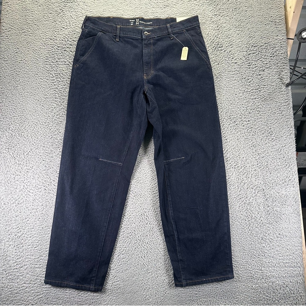 Mutual Weave Jeans Mens 38x32 Blue Cotton Denim Tapered Relaxed Utility Stretch